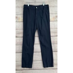 Hubert Gasser Monaco Pants Women's Size 33 Navy Blue Seersucker Made in Italy